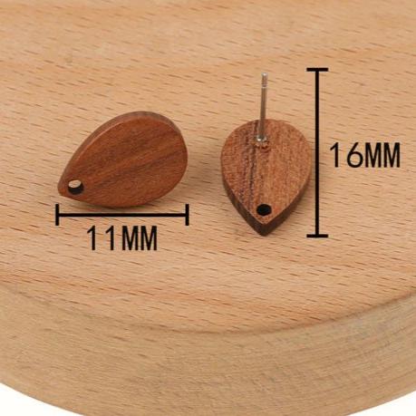Walnut Wooden Petal Studs, 10 Pieces, Wood 10 - 
