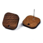 Walnut Wooden Rounded Square Studs, 10 Pieces, Wood 27 - 