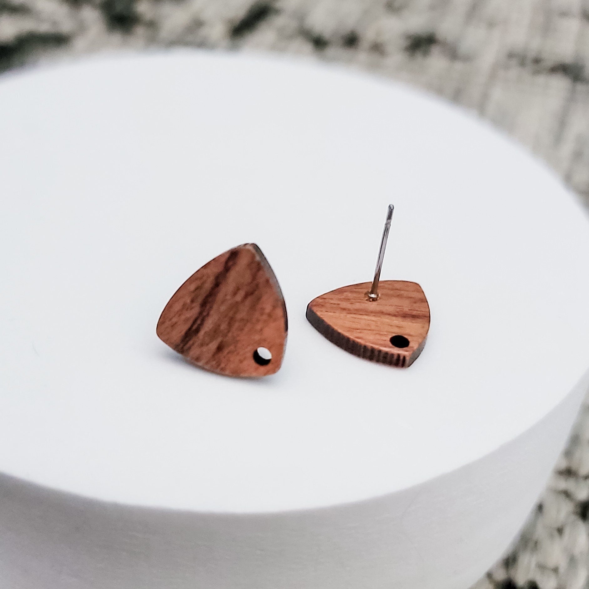 Walnut Wooden Rounded Triangle Studs, 10 Pieces, Wood 21 - 