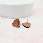 Walnut Wooden Rounded Triangle Studs, 10 Pieces, Wood 21 - 