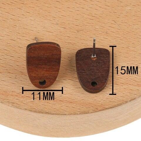 Walnut Wooden Tall Trapezoid Studs, 10 Pieces, Wood 13 - 