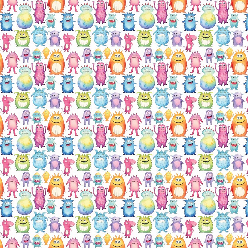 Watercolor Monsters Pattern Acrylic Sheets - CMB Pattern Acrylic