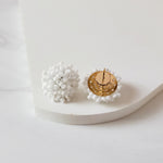 White (Gold Hardware) 15mm Small Seed Bead Topper, 1 Pair, Seed Bead 14 - 