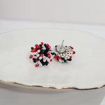 White, Red, and Black Mix 15mm Small Seed Bead Topper, 1 Pair, Seed Bead 60 - 