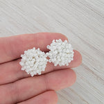 White (Silver Hardware) 15mm Small Seed Bead Topper, 1 Pair, Seed Bead 31 - 