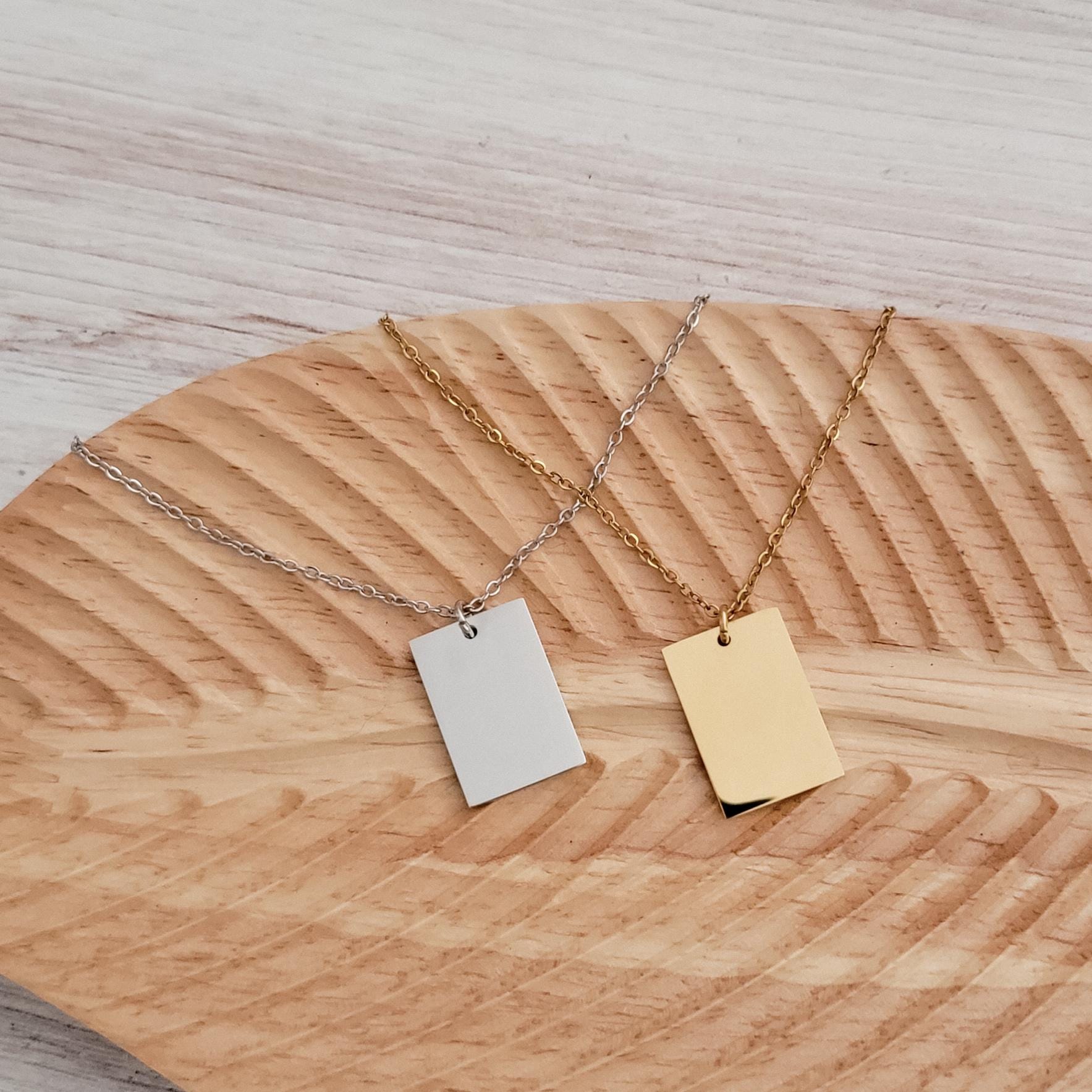 Wide Rectangle Pendant Necklace (Silver, Gold, or Rose Gold), 1 Total, Metal Blank 62 - 