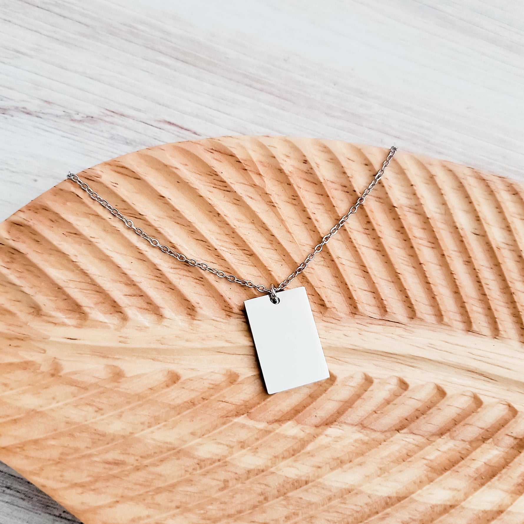 Wide Rectangle Pendant Necklace (Silver, Gold, or Rose Gold), 1 Total, Metal Blank 62 - 