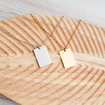 Wide Rectangle Pendant Necklace (Silver, Gold, or Rose Gold), 1 Total, Metal Blank 62 - 