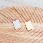 Wide Rectangle Pendant Necklace (Silver, Gold, or Rose Gold), 1 Total, Metal Blank 62 - 