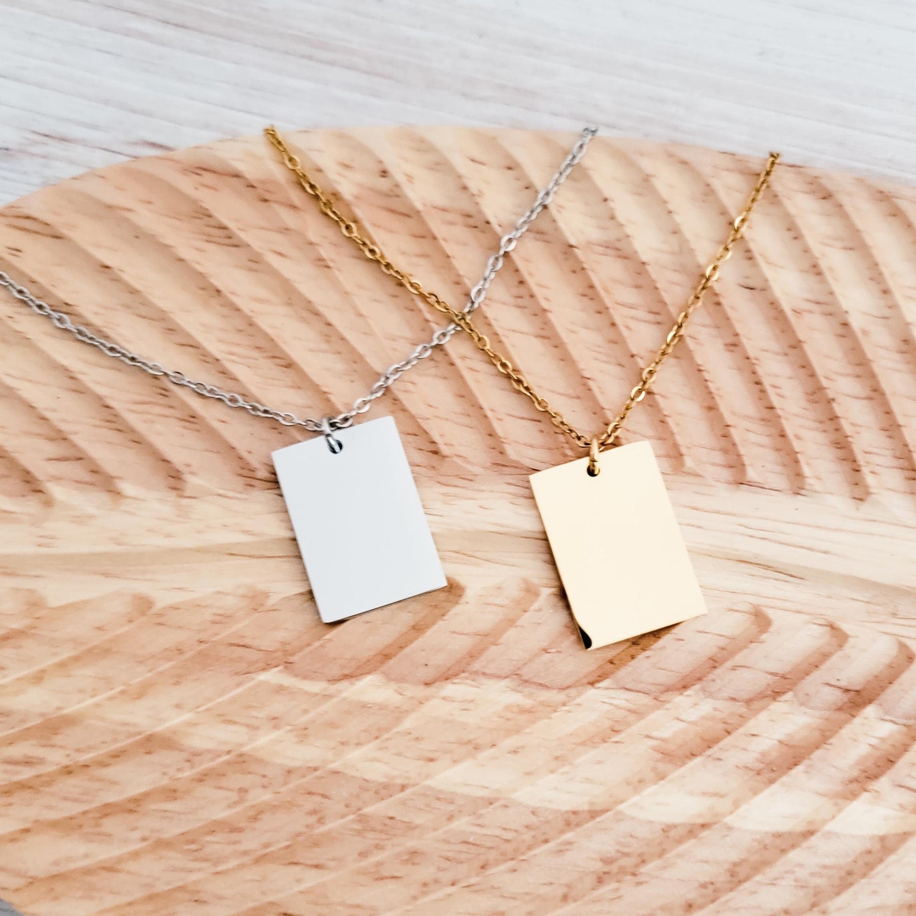 Wide Rectangle Pendant Necklace (Silver, Gold, or Rose Gold), 1 Total, Metal Blank 62 - 