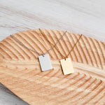 Wide Rectangle Pendant Necklace (Silver, Gold, or Rose Gold), 1 Total, Metal Blank 62 - 