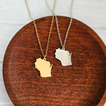 Wisconsin Pendant Necklace (Silver or Gold), 1 Total, Metal Blank 208 - 