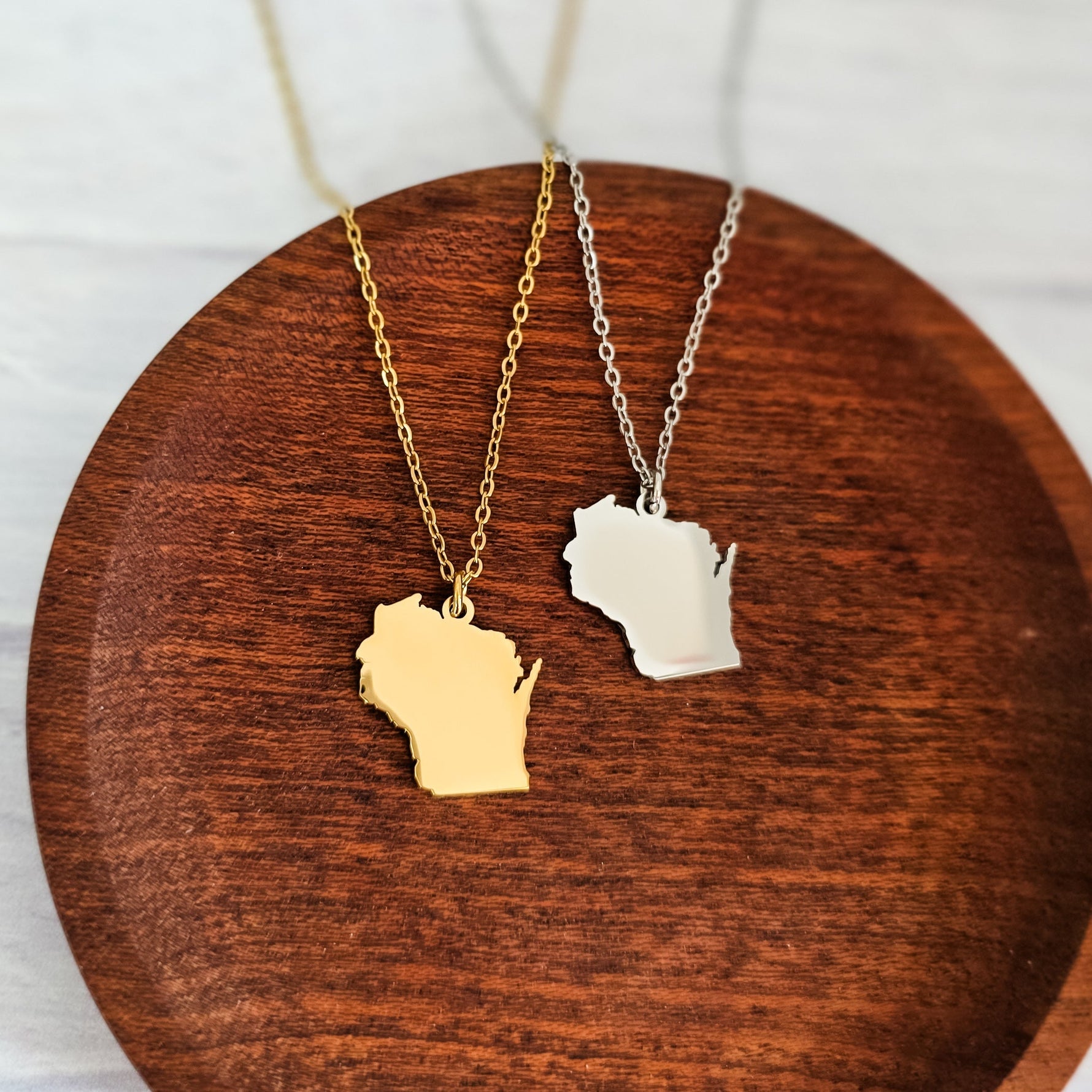 Wisconsin Pendant Necklace (Silver or Gold), 1 Total, Metal Blank 208 - 