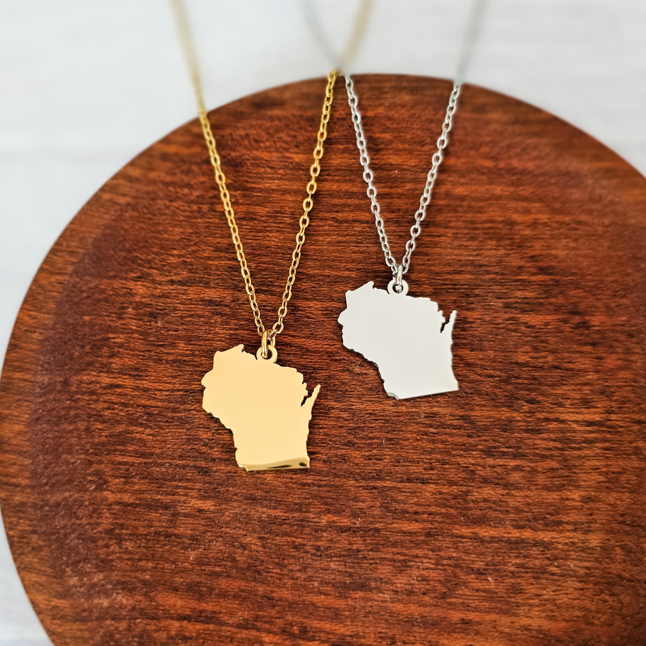 Wisconsin Pendant Necklace (Silver or Gold), 1 Total, Metal Blank 208 - 