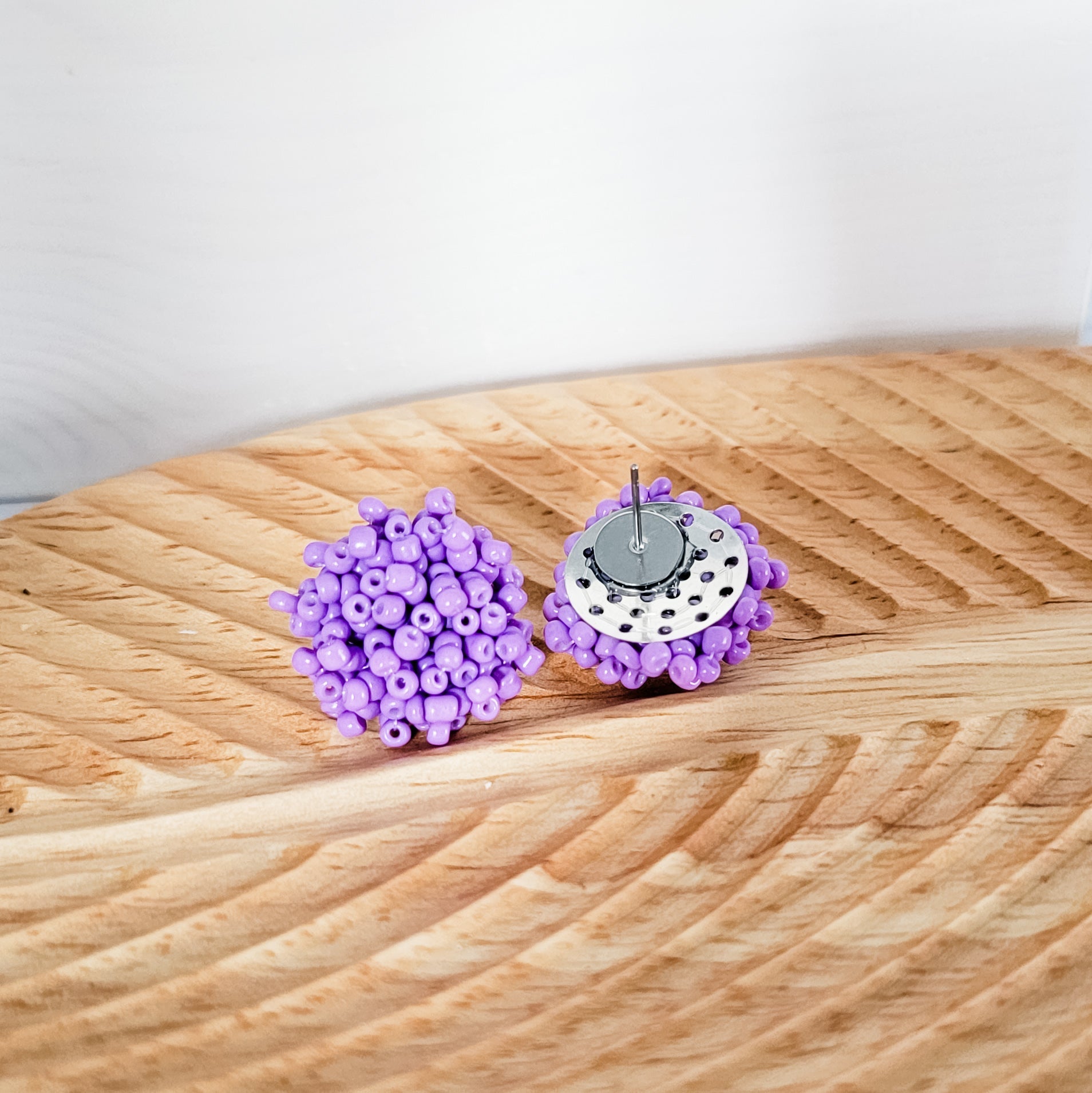 Wisteria Purple 15mm Small Seed Bead Topper, 1 Pair, Seed Bead 10 - 