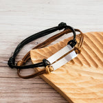 Woven Cord Bar Bracelet (Brown or Black), 1 Total, Metal Blank 47 - 