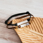 Woven Cord Bar Bracelet (Brown or Black), 1 Total, Metal Blank 47 - 