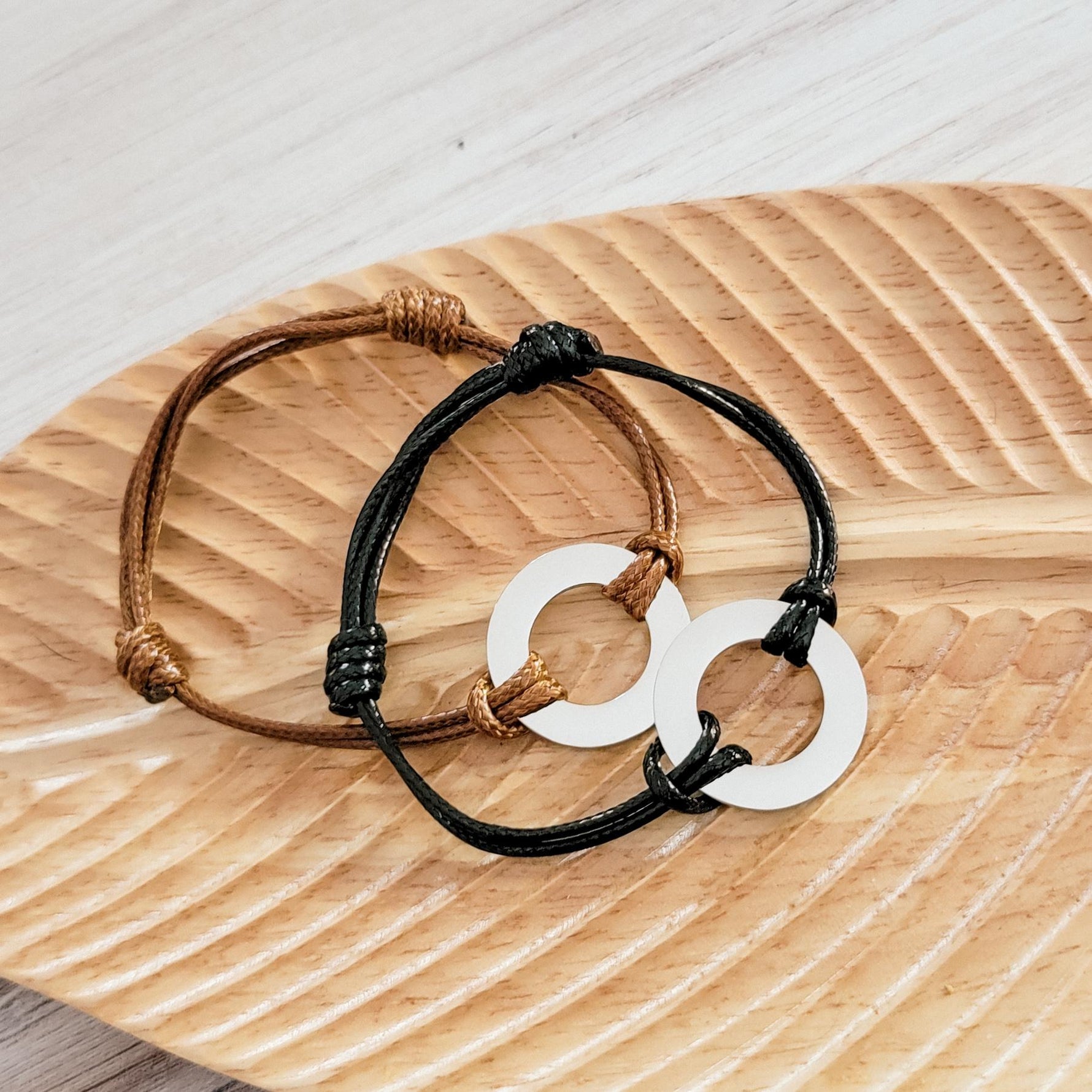 Woven Cord Open Circle Bracelet (Brown or Black), 1 Total, Metal Blank 97 - 