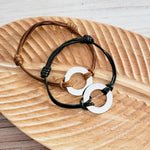 Woven Cord Open Circle Bracelet (Brown or Black), 1 Total, Metal Blank 97 - 