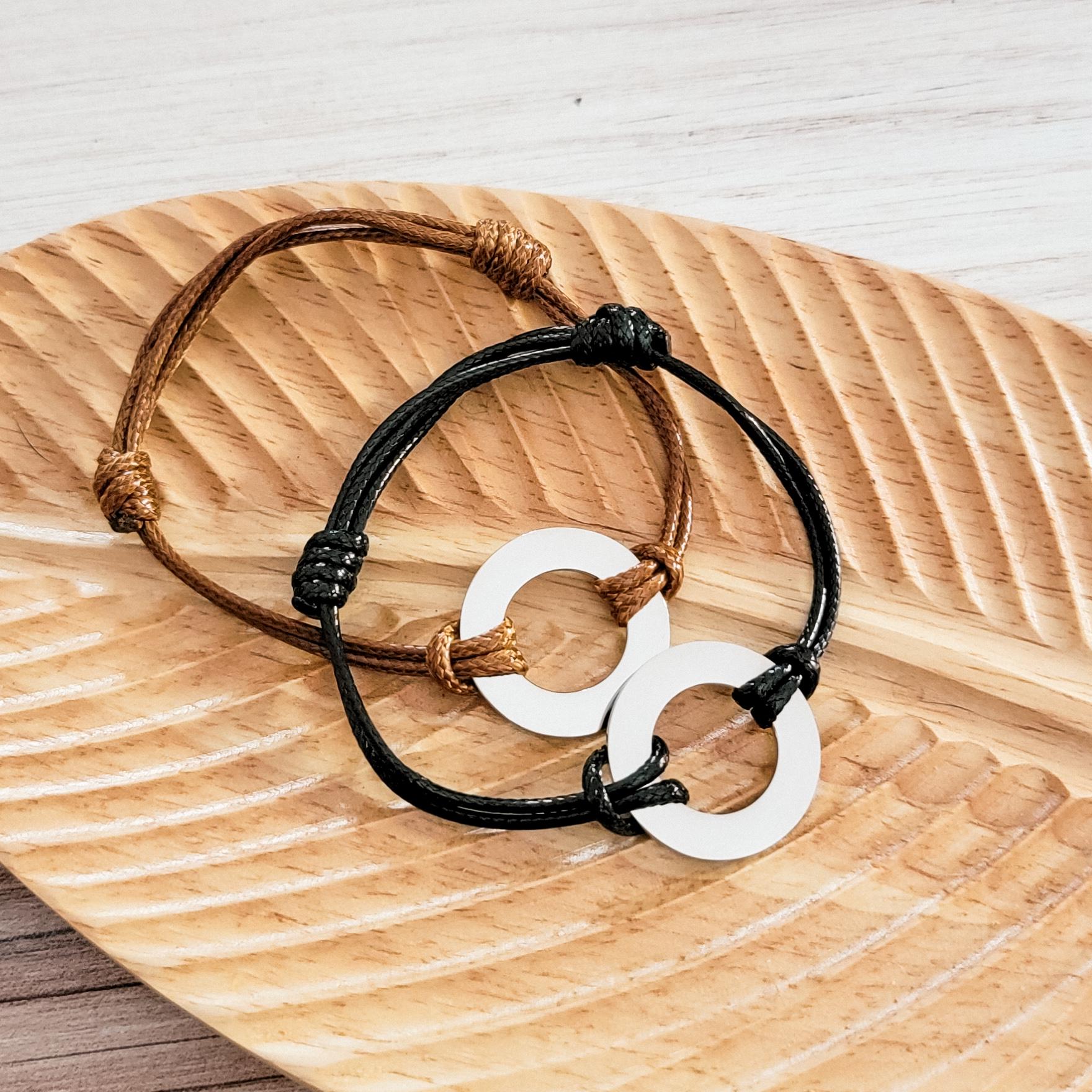 Woven Cord Open Circle Bracelet (Brown or Black), 1 Total, Metal Blank 97 - 