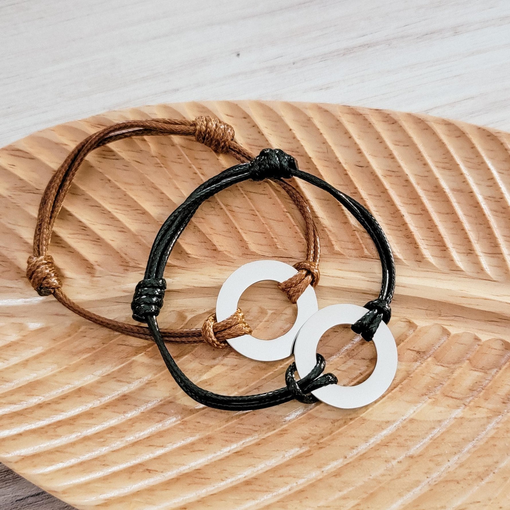 Woven Cord Open Circle Bracelet (Brown or Black), 1 Total, Metal Blank 97 - 