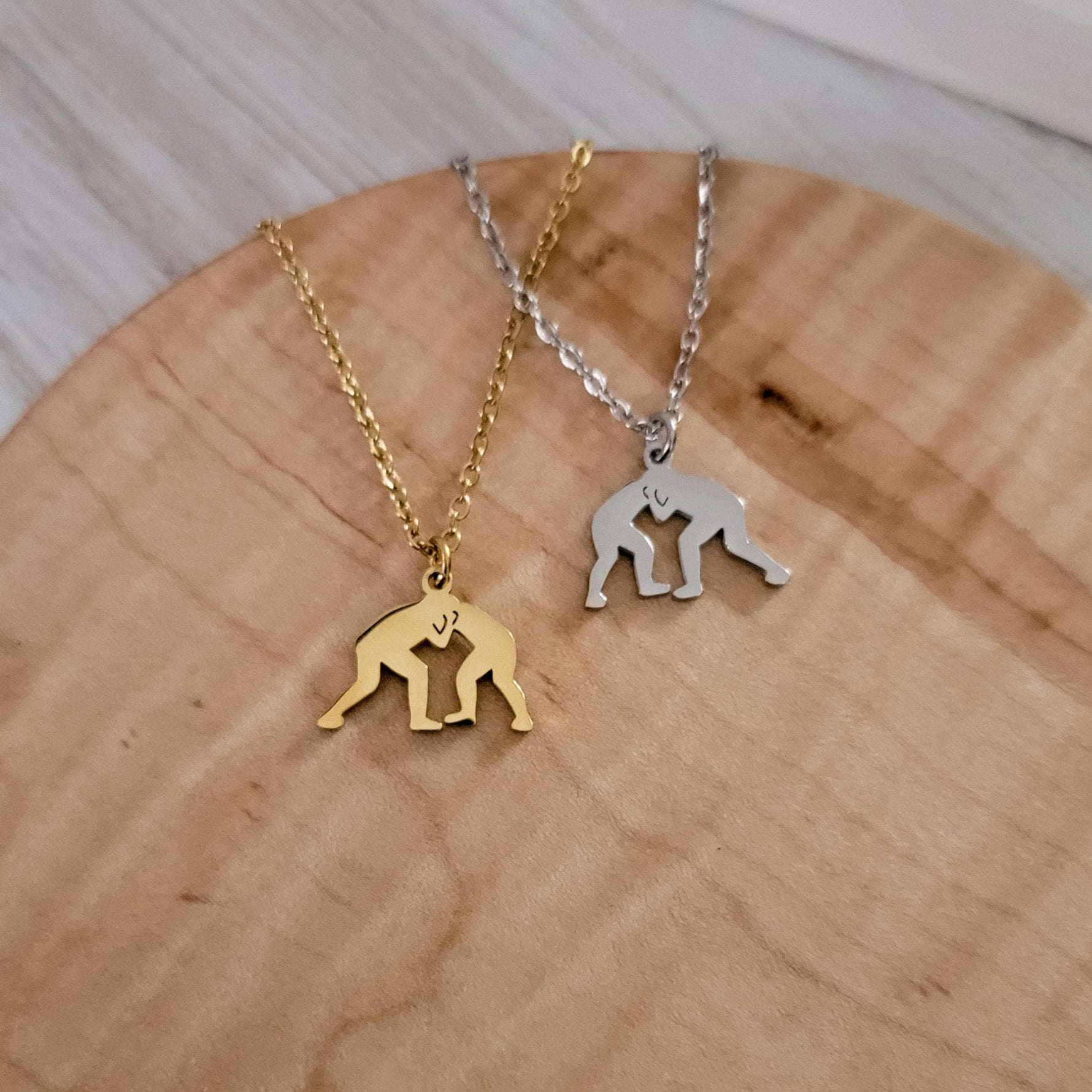 Wrestling Necklace (Silver or Gold), 1 Total, Metal Blank 118 - 