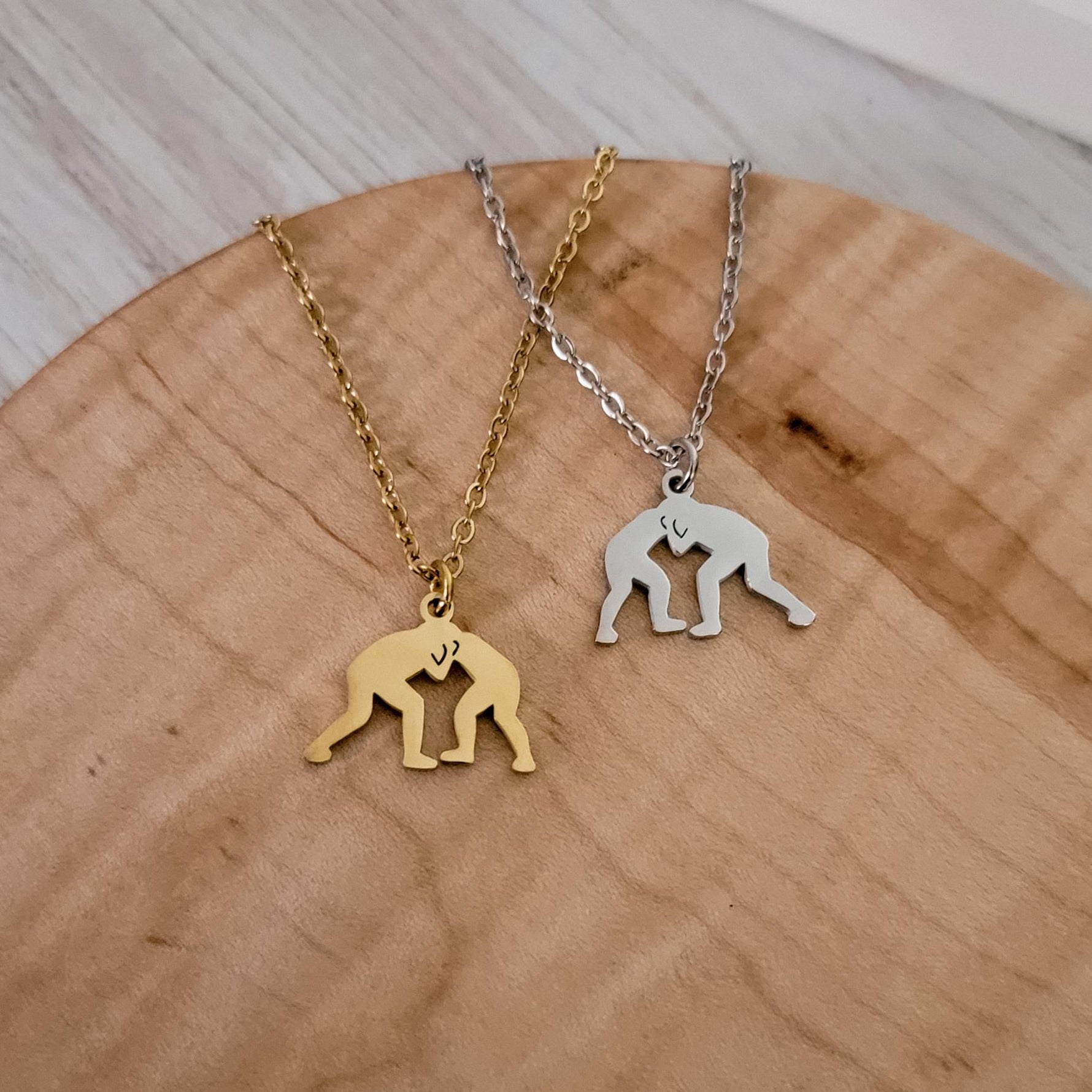 Wrestling Necklace (Silver or Gold), 1 Total, Metal Blank 118 - 
