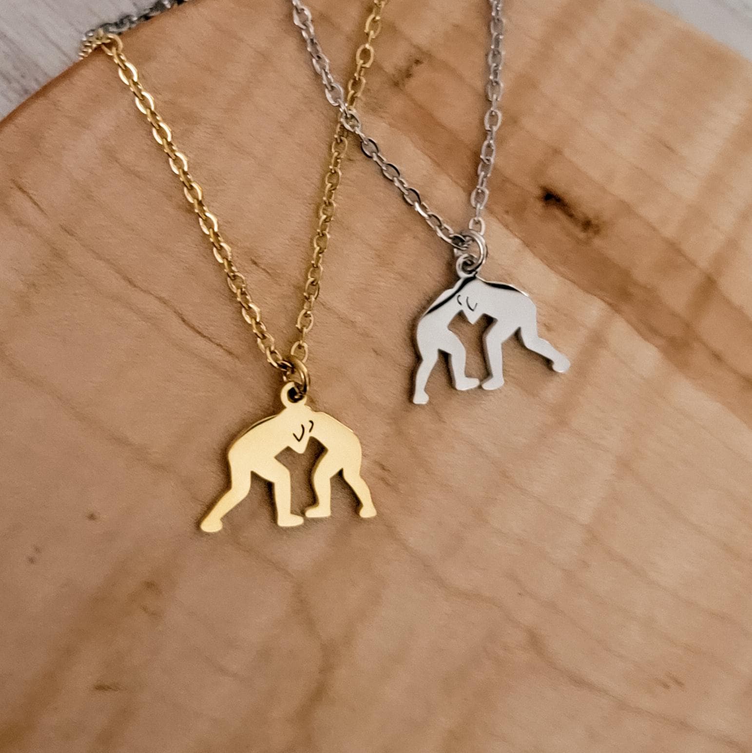 Wrestling Necklace (Silver or Gold), 1 Total, Metal Blank 118 - 