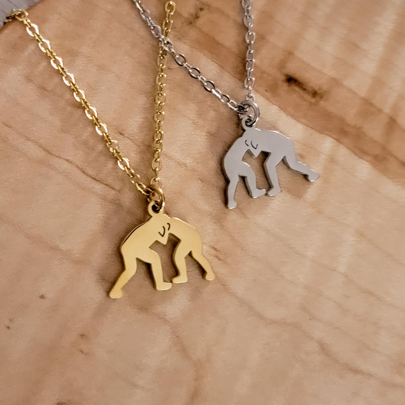 Wrestling Necklace (Silver or Gold), 1 Total, Metal Blank 118 - 