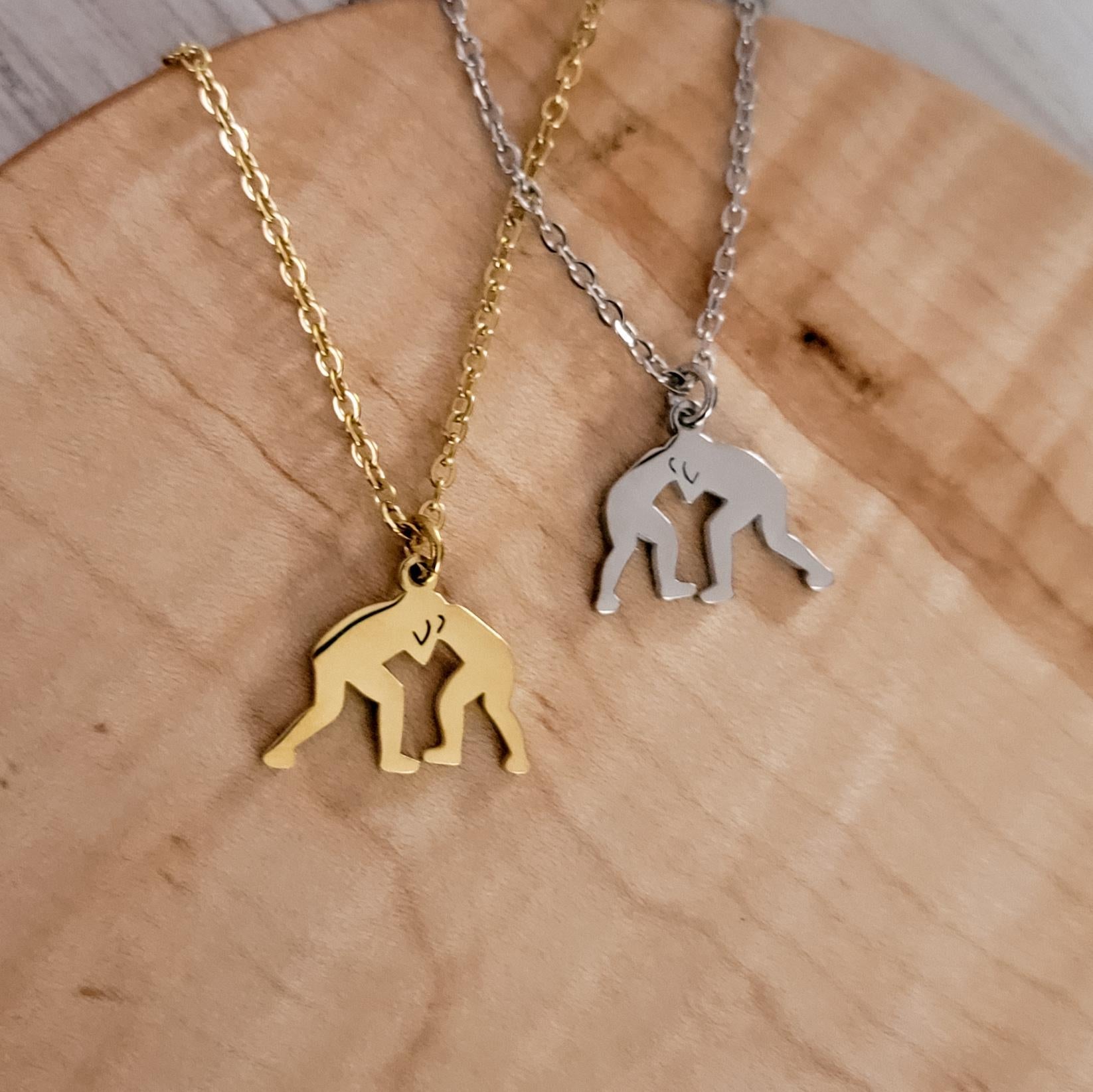 Wrestling Necklace (Silver or Gold), 1 Total, Metal Blank 118 - 