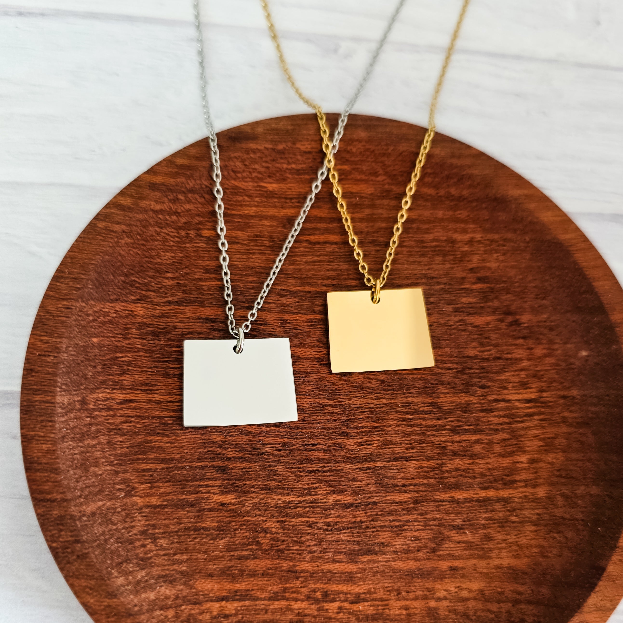 Wyoming Pendant Necklace (Silver or Gold), 1 Total, Metal Blank 205 - 