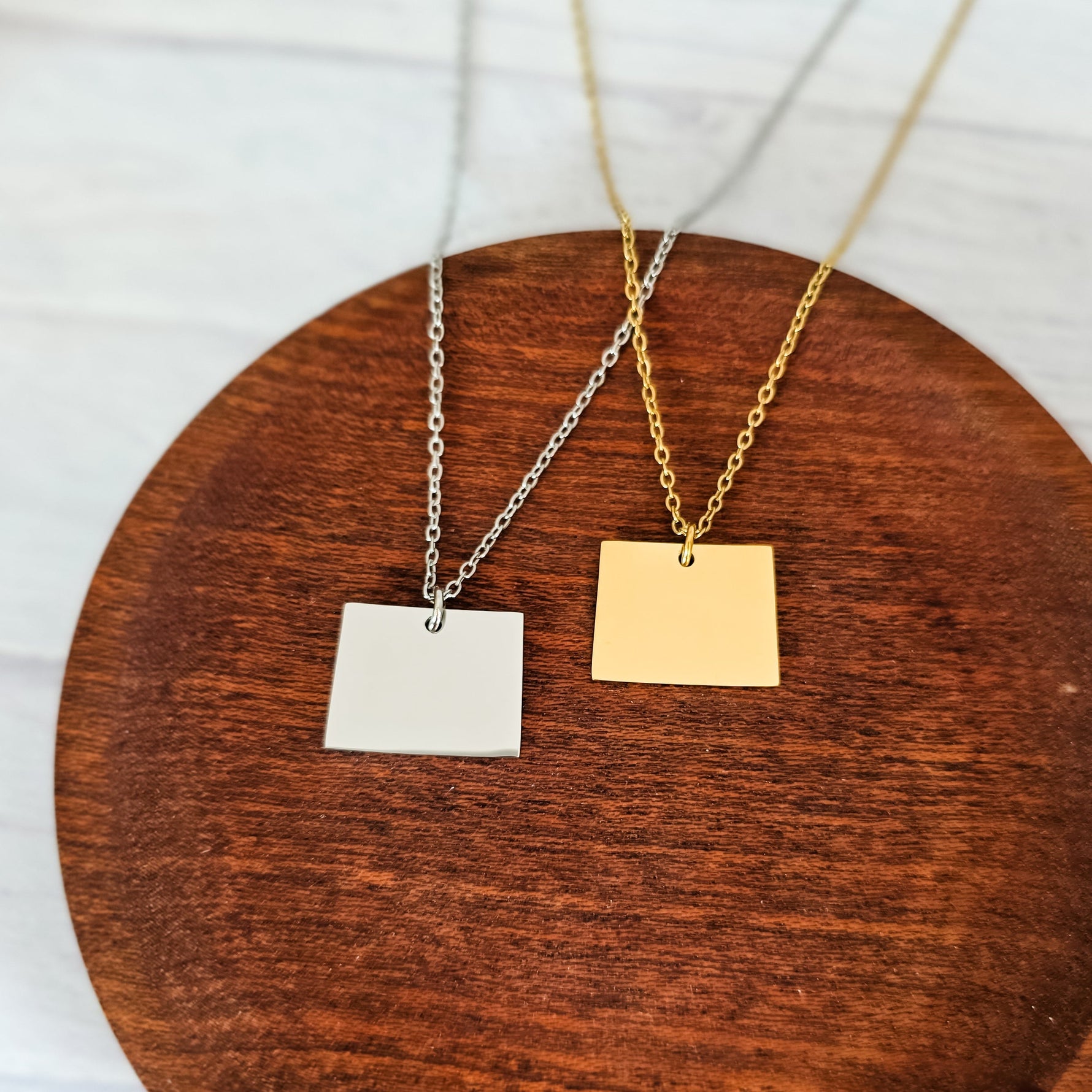 Wyoming Pendant Necklace (Silver or Gold), 1 Total, Metal Blank 205 - 