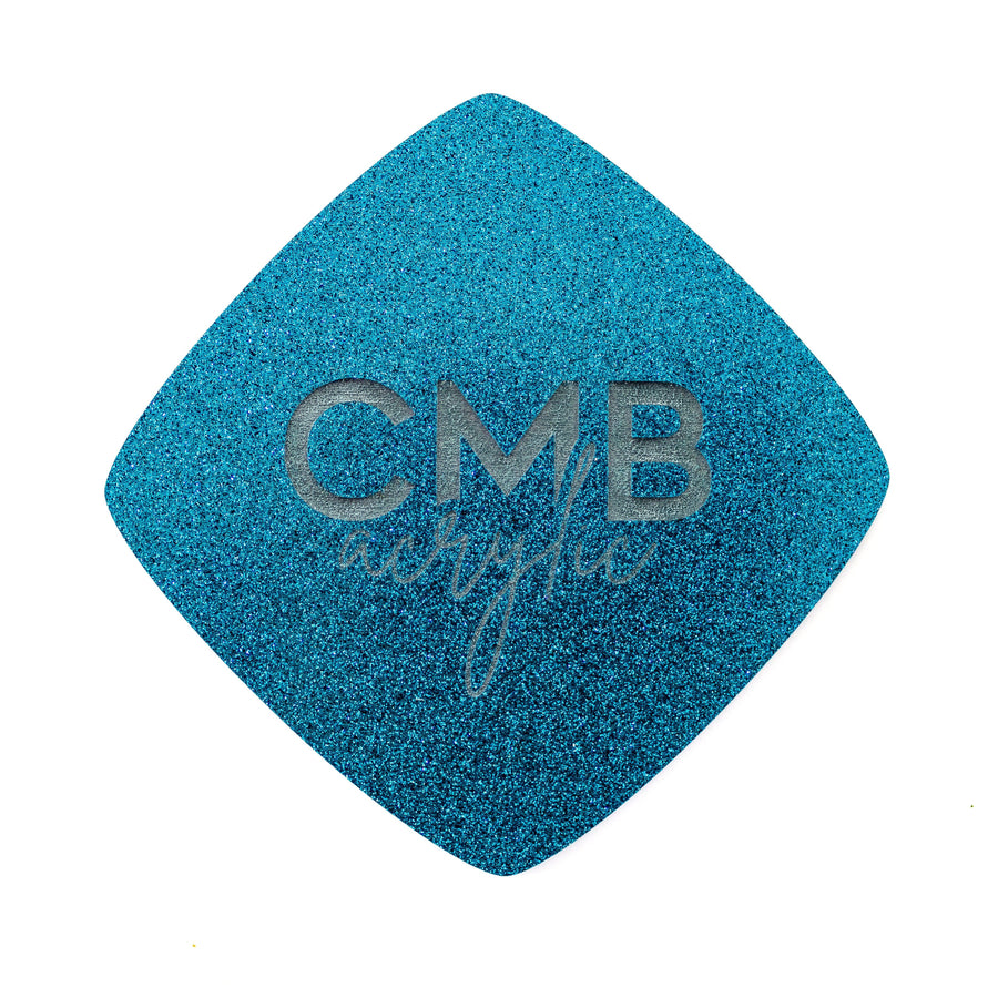 1/8" Cerulean Blue Glitter Engraves Black Cast Acrylic Sheets - Acrylic Sheets