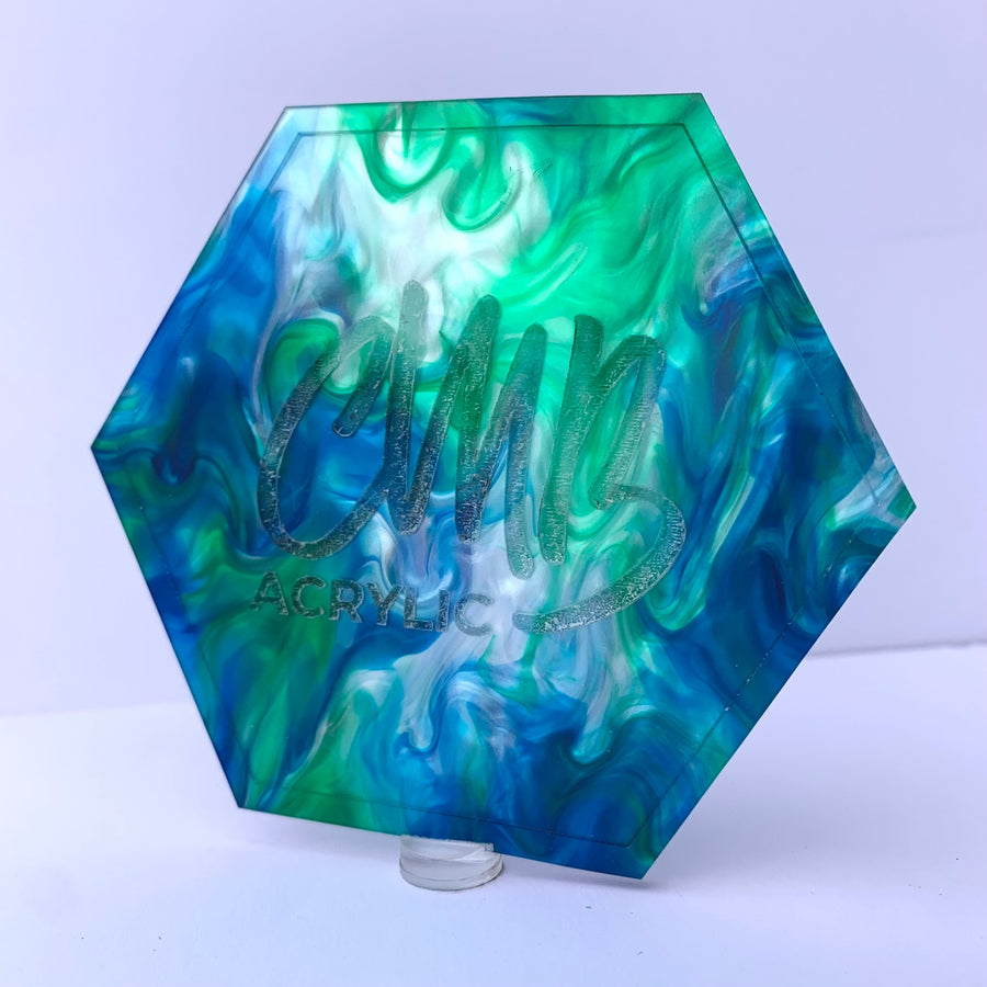 1/8" Lime Blue Marbled Pearl Acrylic Sheet - Acrylic Sheets