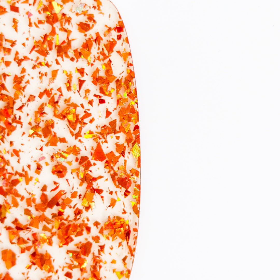 Orange Flake Glitter Cast Acrylic Sheets - CMB Glitter Acrylic Sheets - Local Plastics Supplier