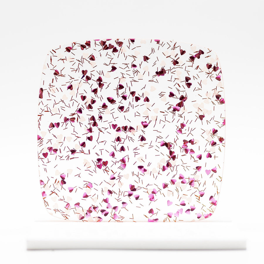 1/8" Pink Heart Shaped Glitter Cast Acrylic Sheets - Acrylic Sheets