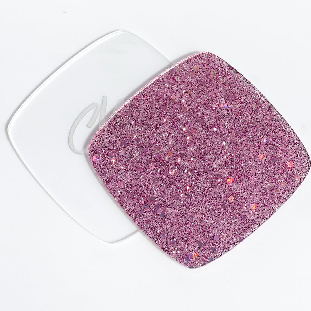1/8" Pink Hearts Sparkling Glitter Acrylic Sheet - Acrylic Sheets