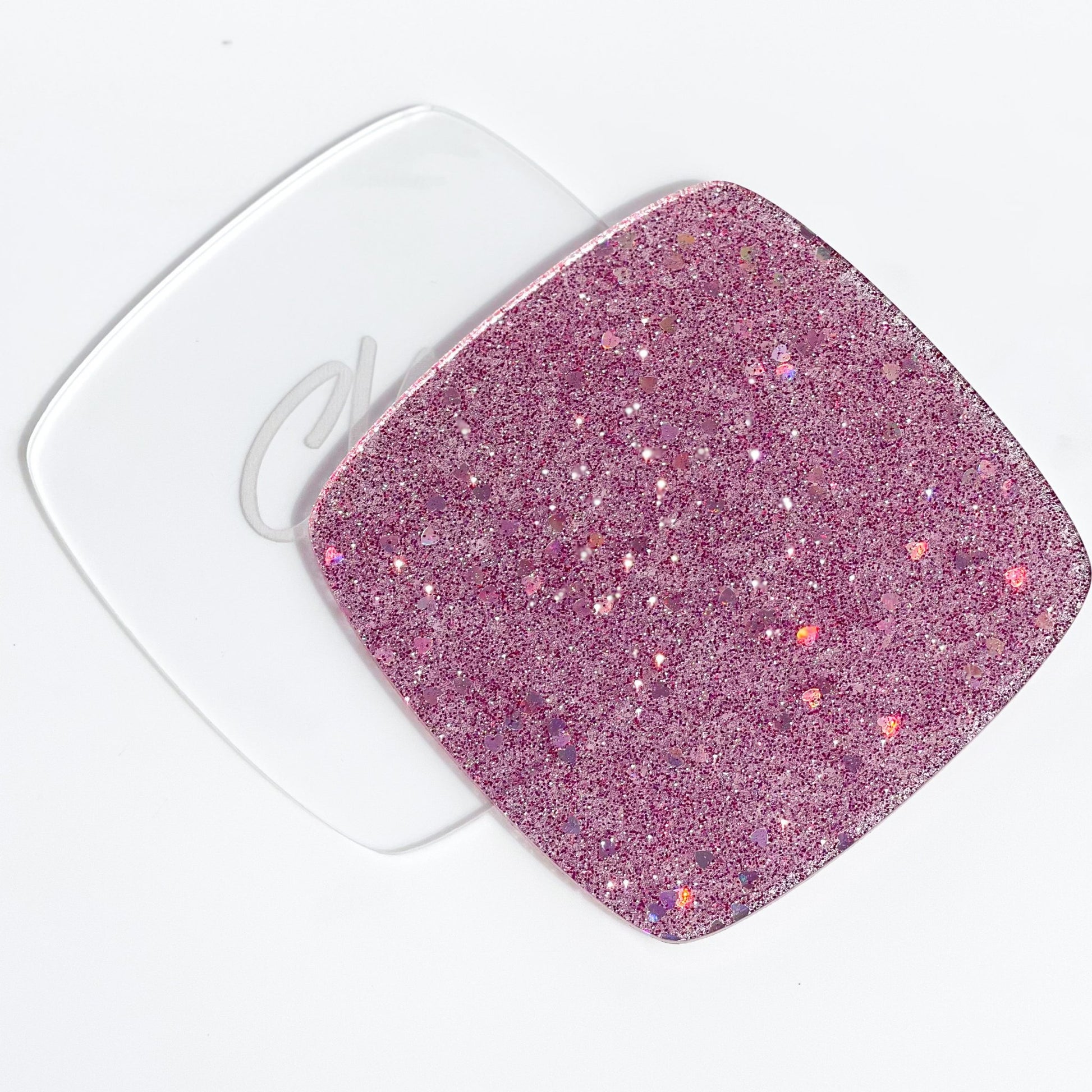 1/8" Pink Hearts Sparkling Glitter Acrylic Sheet - Acrylic Sheets