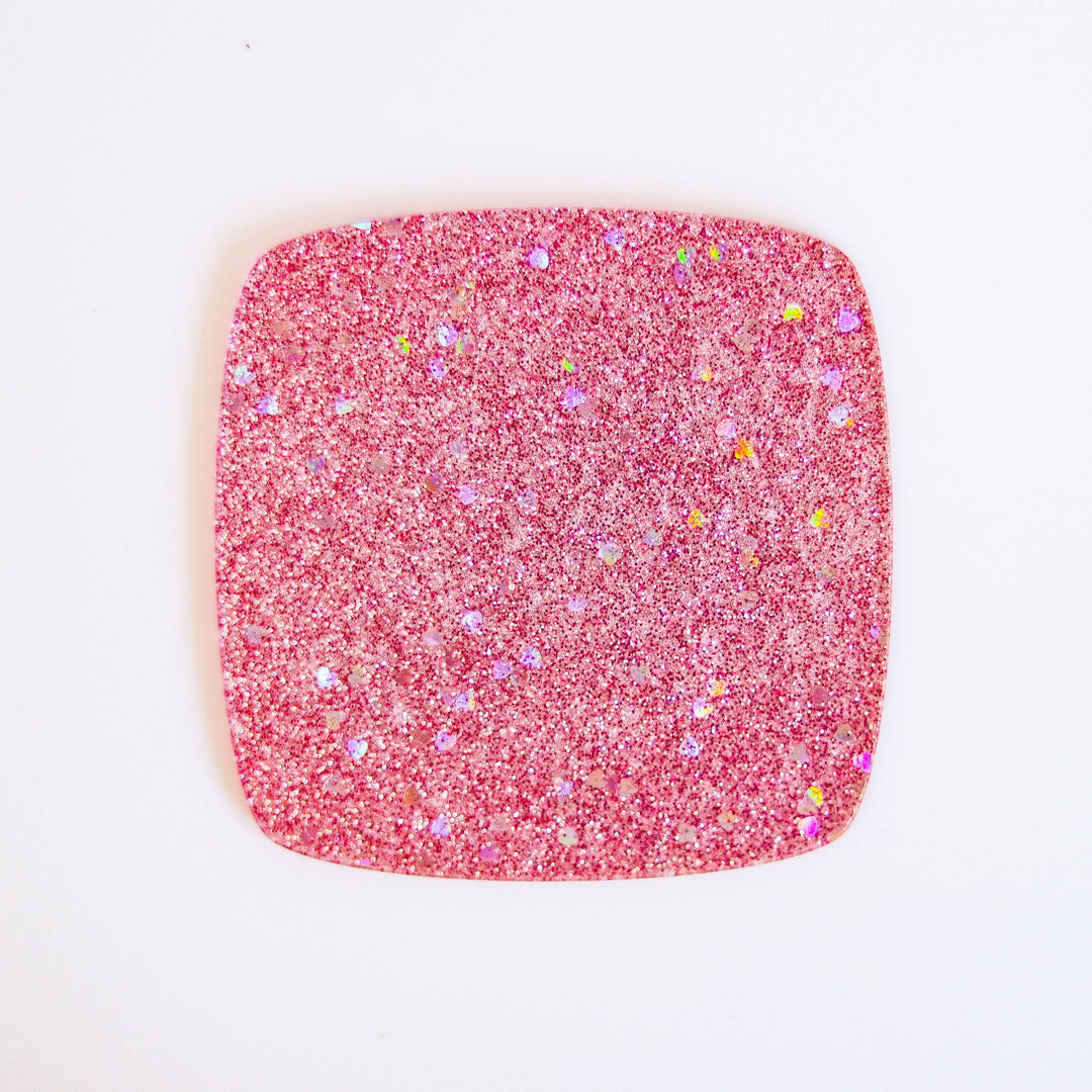 1/8" Pink Hearts Sparkling Glitter Acrylic Sheet - Acrylic Sheets