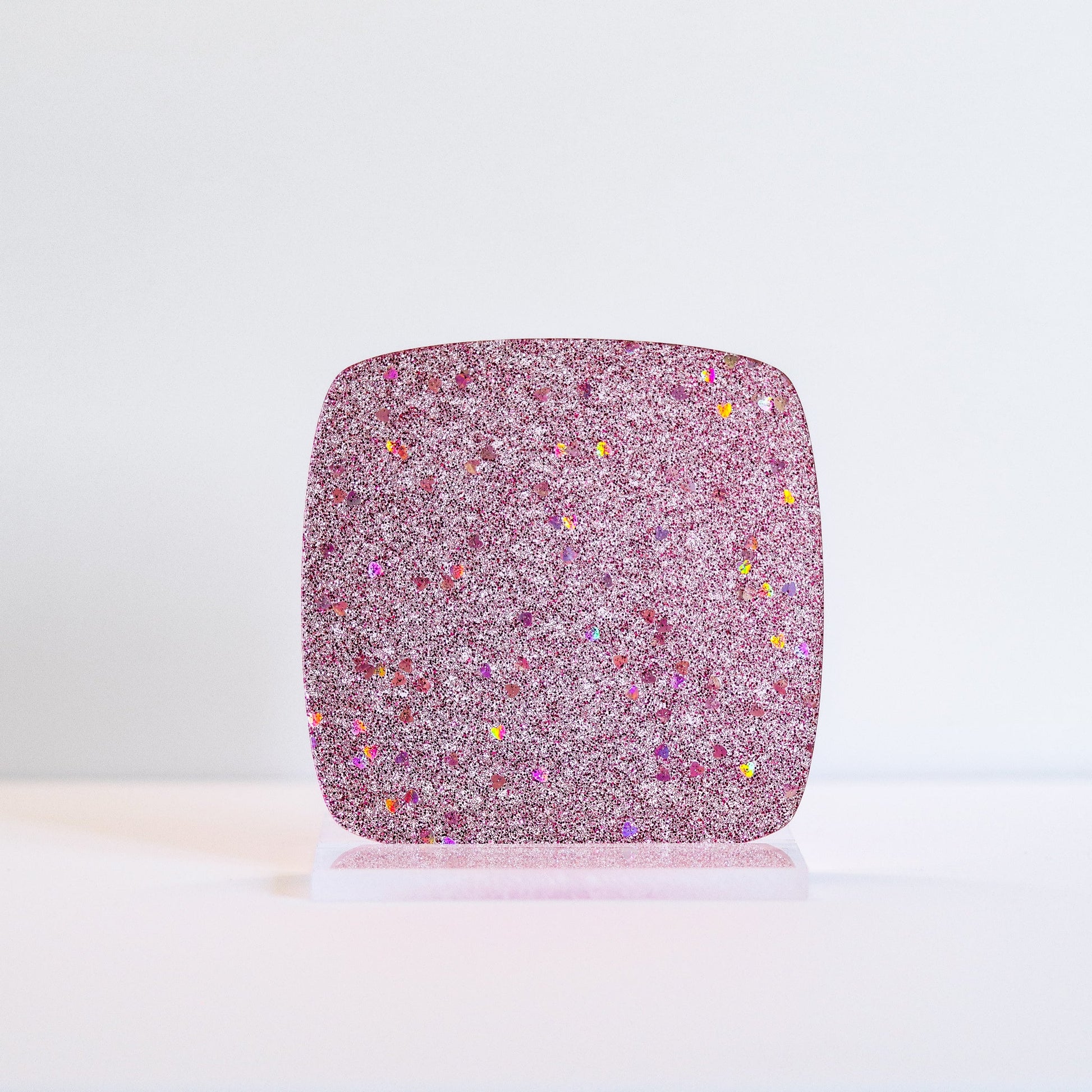 1/8" Pink Hearts Sparkling Glitter Acrylic Sheet - Acrylic Sheets