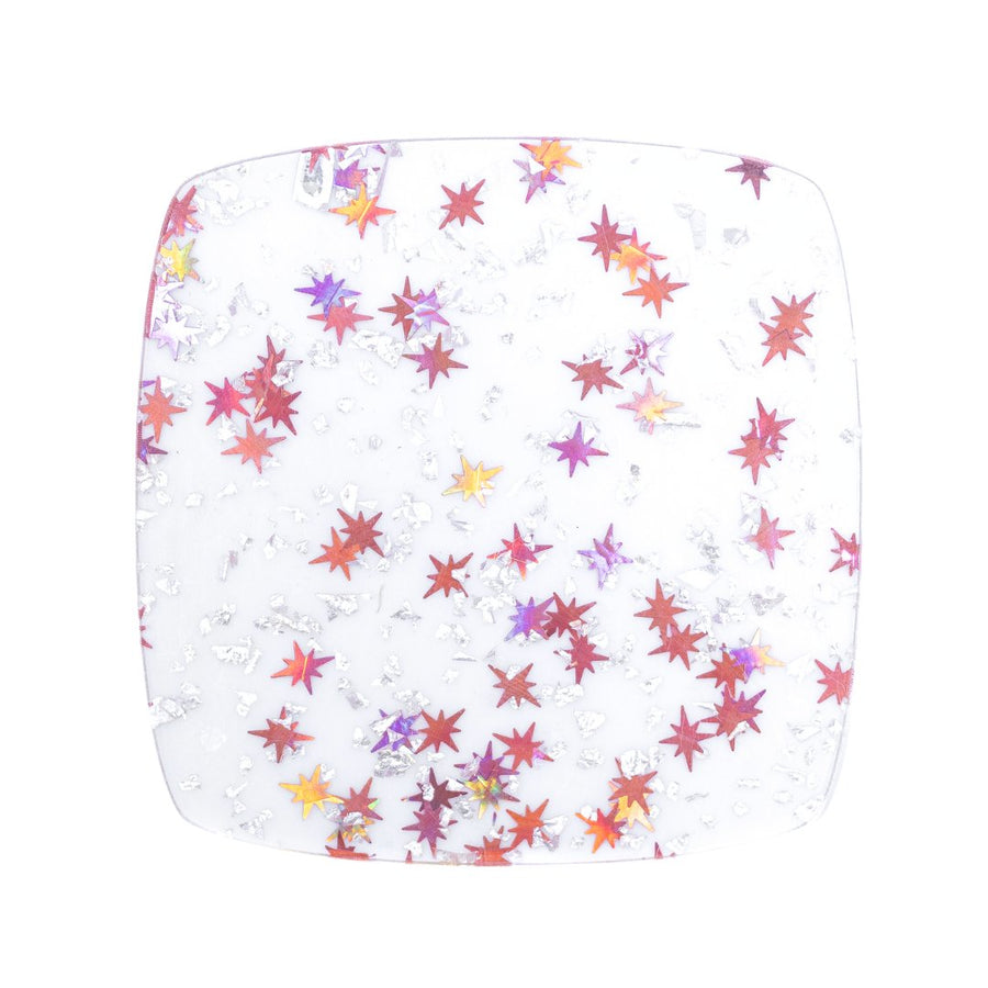1/8" Pink Stars & Silver Chunks Shaped Glitter Cast Acrylic Sheets - Acrylic Sheets