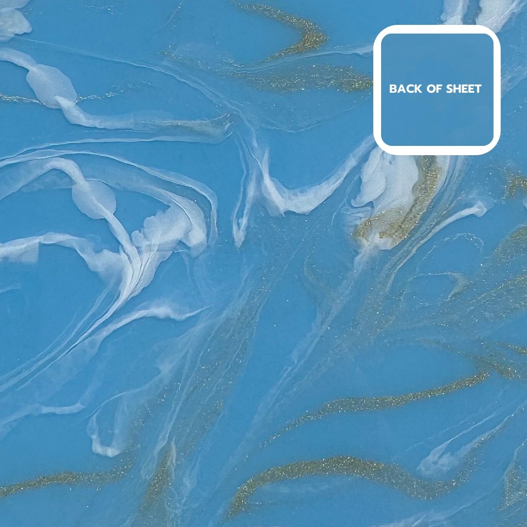 1/8" Sky Blue Golden Swirl Marble Cast Acrylic Sheets - Acrylic Sheets