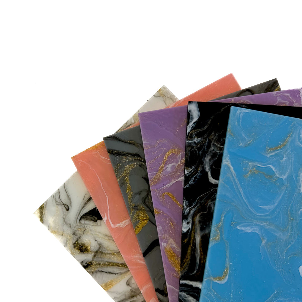 1/8" Sky Blue Golden Swirl Marble Cast Acrylic Sheets - Acrylic Sheets