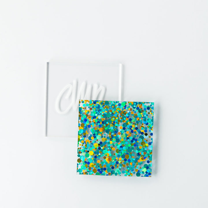 1/8" Totally Teal Dots Confetti Acrylic Sheet - Acrylic Sheets