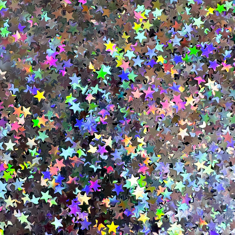 Silver Mini Stars Holographic Glitter Shapes