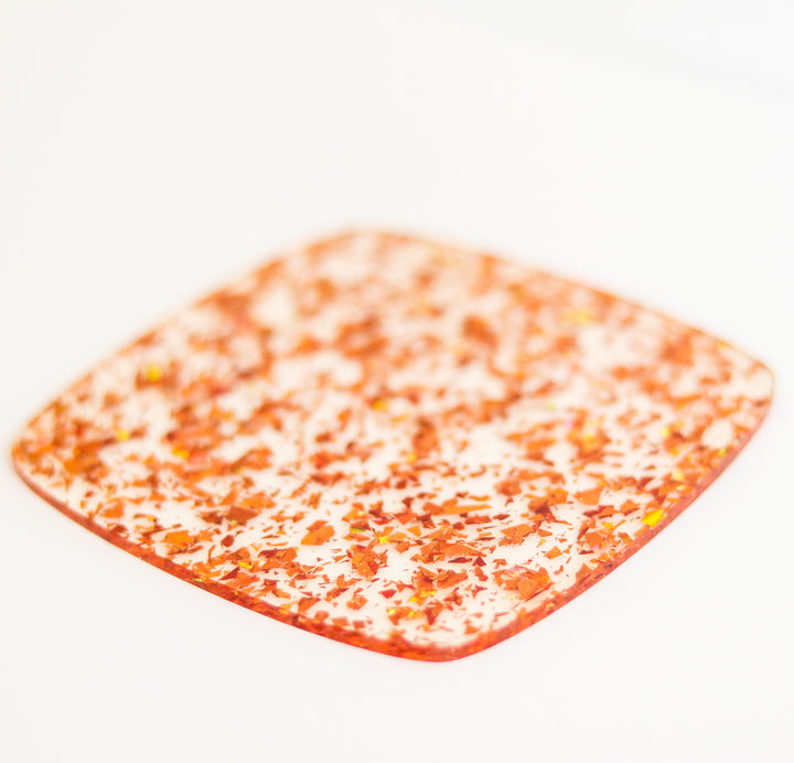 Orange Flake Glitter Cast Acrylic Sheets - CMB Glitter Acrylic Sheets - Local Plastics Supplier