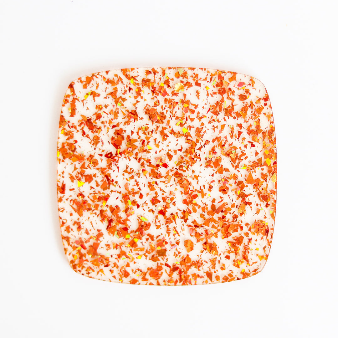 Orange Flake Glitter Cast Acrylic Sheets - CMB Glitter Acrylic Sheets - Local Plastics Supplier