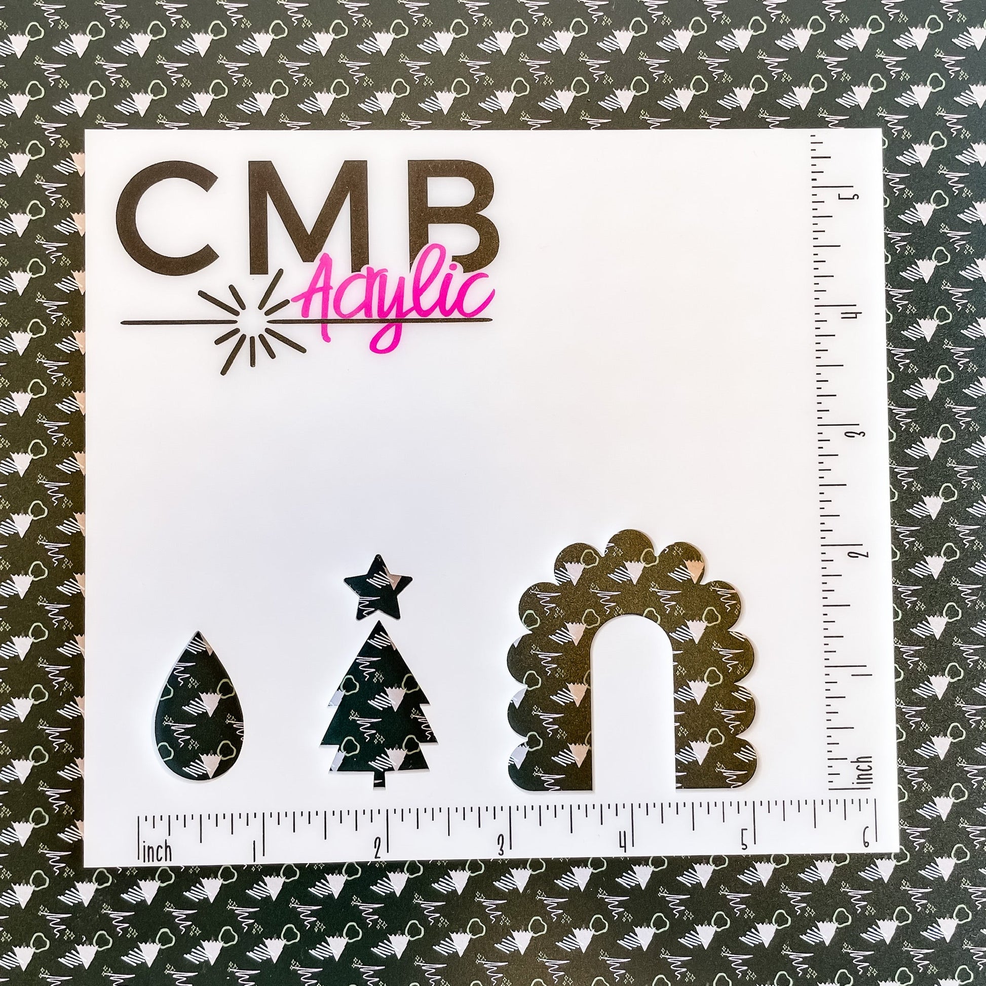 Abstract Evergreen Christmas Trees Pattern Acrylic Sheet - CMB Pattern Acrylic