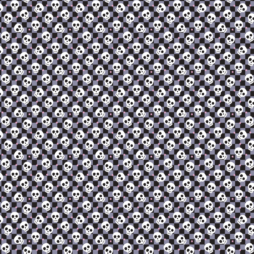 Black & Gray Checkered Skulls Pattern Acrylic Sheets - CMB Pattern Acrylic