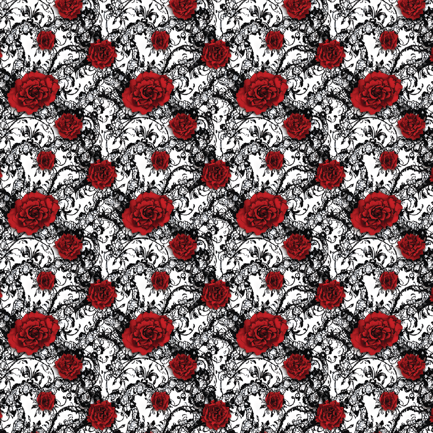 Black Lace & Red Roses Pattern Acrylic Sheets - CMB Pattern Acrylic